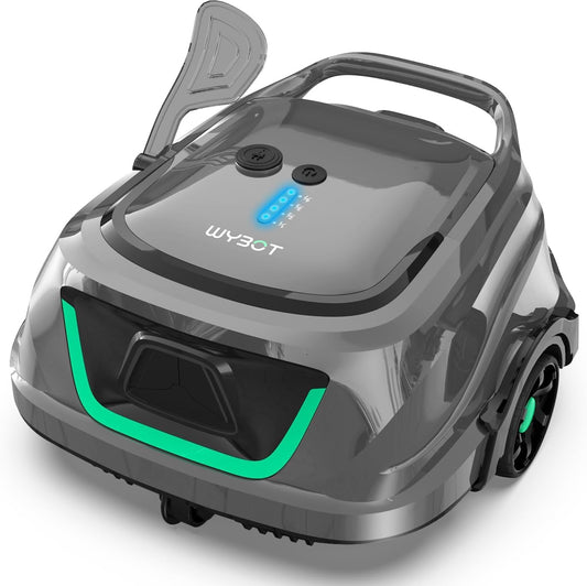 WYBOT A1 (2025 Upgrade) Kabelloser Poolroboter, 120 Min Laufzeit, Doppelfilter, Akku Pool Roboter für Aufstellpools bis 100㎡, Hellgrau-Grün
