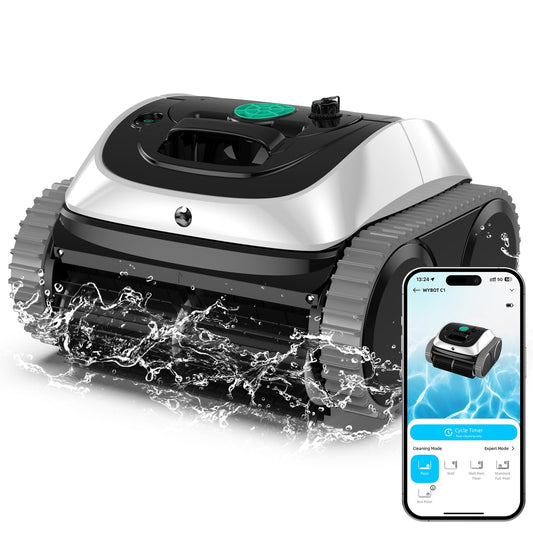 WYBOT C1 Poolroboter Akku 150 Min, Kabellos für Boden & Wand bis 150㎡, Intelligente Routenplanung, Vollautomatische Wasserlinien-Reinigung