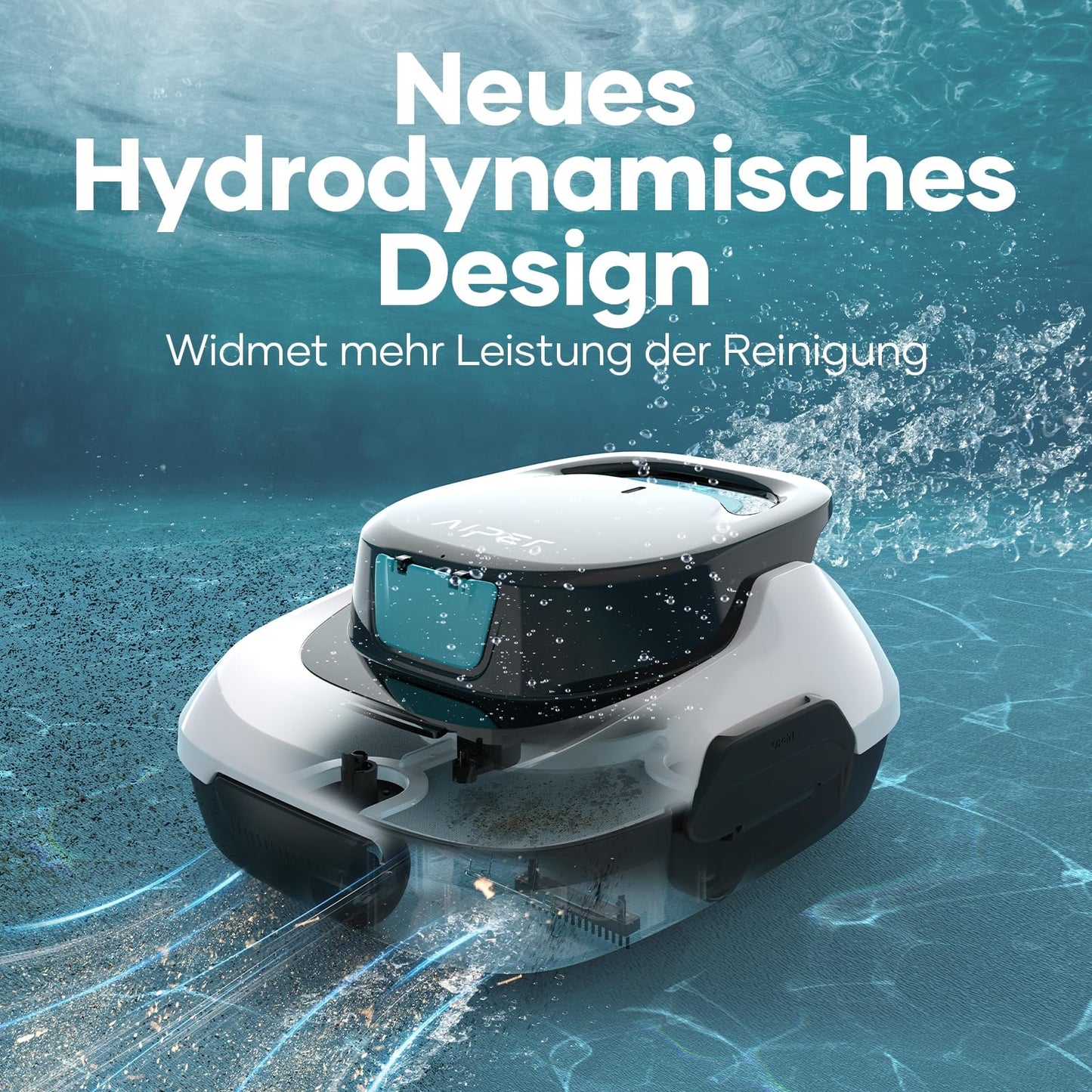 AIPER Kabelloser Poolroboter Akku, 90 Min Reinigungszeit, Automatische Reinigung mit Selbstparken, Kompakt & Leicht für Oberirdische Pools